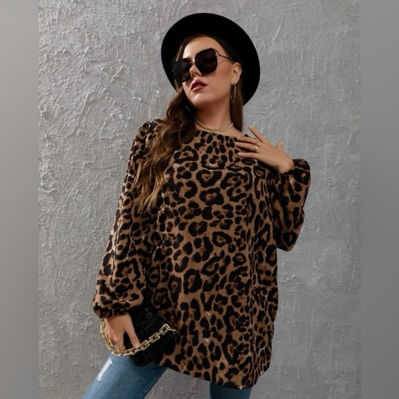 SHEIN CURVE Leopard Plus Size Women’s Tunic - Picture 10 of 11